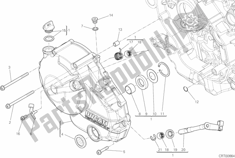 Alle onderdelen voor de Koppelingsdeksel van de Ducati Hypermotard Brasil 821 2016